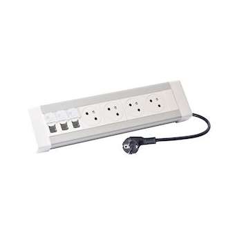 Bloc bureau 4x2P+T + 3xRJ45 catégorie6 FTP et cordon 3m 2P+T|Legrand-LEG054614
