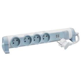 Rallonge 4 prises de courant + 2 chargeurs USB - Blanc/Gris|Legrand-LEG050390