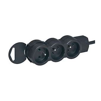 Rallonge multiprise 3 prises de courant 2P+T 16A 230V avec cordon 3m - noir|Legrand-LEG050035