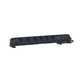 Rallonge multiprise 6 prises de courant 2P+T 16A 230V + 2 USB 2400mA -noir|Legrand-LEG050393
