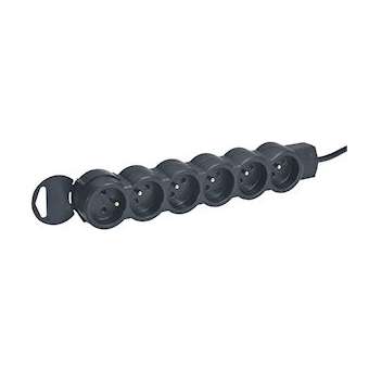 Rallonge multiprise 6 prises de courant 2P+T 16A 230V avec cordon 1,5m - noir|Legrand-LEG050261