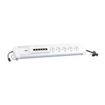 Bloc salle de réunion table U - 5x2P+T +switch 6 ports+1 HDMI -cordon 2P+T/RJ45|Legrand-LEG054673