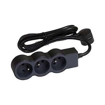 Rallonge 3x2P+T avec cordon 3m 3G 1,5mm² - noir/gris foncé|Legrand-LEG049489