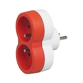 Fiche multiprise 2 prises 2P+T 16A 230V avec sorties frontales - orange|Legrand-LEG050503