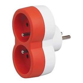 Fiche multiprise 2 prises 2P+T 16A 230V avec sorties frontales - orange|Legrand-LEG050503