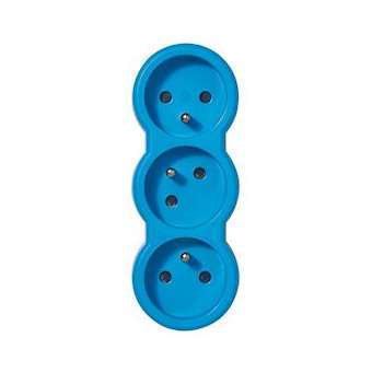 Fiche multiprise 3 prises de courant 2P+T 16A 230V avec sorties frontales - bleu|Legrand-LEG050506