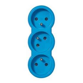 Fiche multiprise 3 prises de courant 2P+T 16A 230V avec sorties frontales - bleu|Legrand-LEG050506