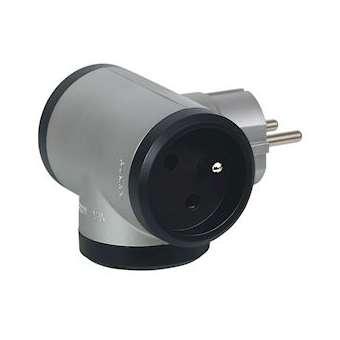 Fiche multiprise 3 prises 2P+T 16A 230V avec sorties latérales - alu et noir|Legrand-LEG050509