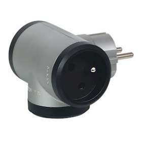 Fiche multiprise 3 prises 2P+T 16A 230V avec sorties latérales - alu et noir|Legrand-LEG050509