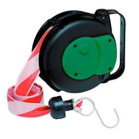 Enrouleur rappel auto SIGNALISATION PLT 100 - 8m bande rouge/blanche -|Cable equipements-CQSERSR08P1BR