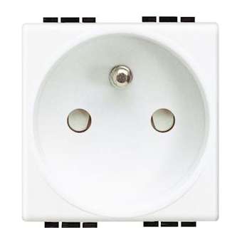 Prise de courant 2P+T Livinglight à bornes à vis - Blanc - 2 modules|Bticino-TICN4142