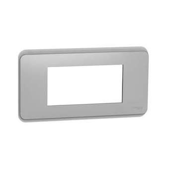 Unica Pro - plaque de finition - Alu - 4 modules|Schneider Electric-SCHNU411430