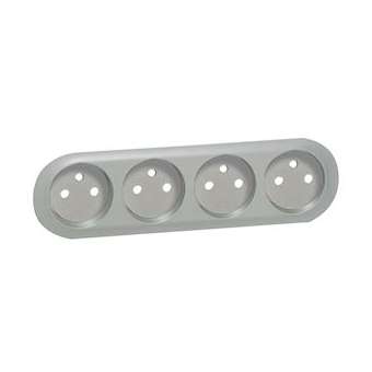 Enjoliveur Céliane pour quadruple prise 2P+T standard précablée compacte -titane|Legrand-LEG068425