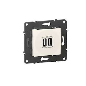 Double chargeur USB Altège Type-A 2,4A - finition Neige|Bticino-TICBTAL30DD