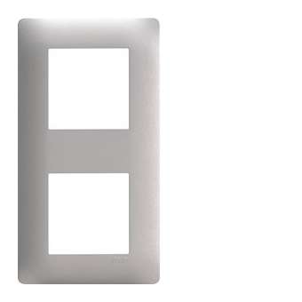 Essensya Plaque 2 postes réversible entraxe 71mm Titane|Hager-HAGWE492
