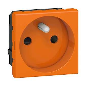 Prise 2P+T Mosaic connexion par bornes automatiques - 2mod orange antimicrobien|Legrand-LEG077117