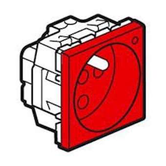 Prise 2P+T détrompage avec voyant Mosaic bornes à vis - 2 modules rouge antimicr|Legrand-LEG077115