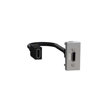 Unica - prise HDMI préconnectorisée - 1 mod - Alu - méca seul|Schneider Electric-SCHNU343030