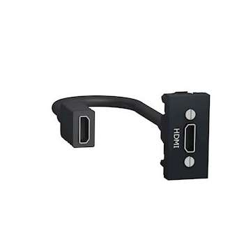 Unica - prise HDMI préconnectorisée - 1 mod - Anthracite - méca seul|Schneider Electric-SCHNU343054