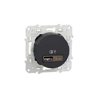 Odace - prise USB double - charge rapide - type A+C - anthracite - 18W - 3,4A|Schneider Electric-SCHS540219