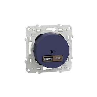 Odace - prise USB double - charge rapide - type A+C - Cobalt - 18W - 3,4A|Schneider Electric-SCHS550219