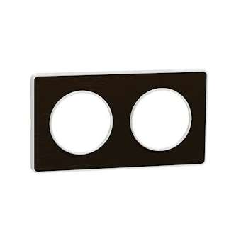 Odace Touch, plaque Bronze brossé liseré Blanc 2 postes horiz./vert. 71mm|Schneider Electric-SCHS520804L