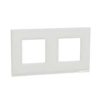 Unica Pure - plaque de finition - Givre blanc liseré Blanc - 2 postes|Schneider Electric-SCHNU600485
