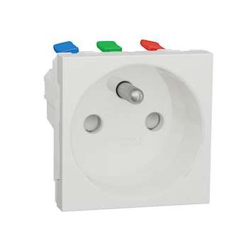 Unica - prise 2P+T - FR - 90DEG - raccord rapide travers - Blanc anti - méca seu|Schneider Electric-SCHNU305920
