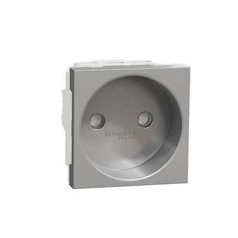 Unica - prise 2P - bornier à vis - 2 mod - Alu - méca seul|Schneider Electric-SCHNU303330