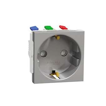 Unica - prise 2P+T - DE - connexion rapide - Alu - méca seul|Schneider Electric-SCHNU305730