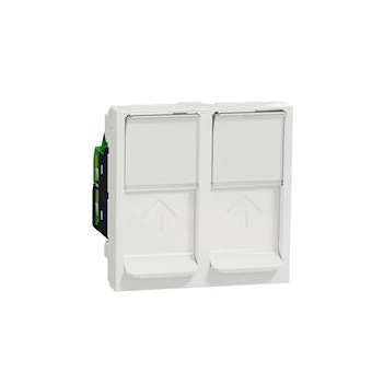 Unica - prise RJ45 double - cat 6 STP - 2 mod - Blanc - méca seul|Schneider Electric-SCHNU342618
