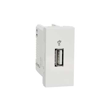 Unica - prise USB 3.0 - connecteur data - 1 mod - Blanc - méca seul|Schneider Electric-SCHNU342918