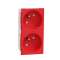 Unica - prise double lum 2P+T - FR - 45DEG - connexion rapide - Rouge - méca seu|Schneider Electric-SCHNU306903S
