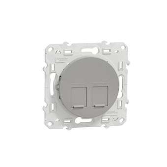 Odace, prise double RJ45 Alu, grade 1 (téléphone + informatique) cat. 6 UTP|Schneider Electric-SCHS530485