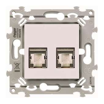 RJ45 essensya CAT.6A STP double Gr.3TV Pure|Hager-HAGWE229