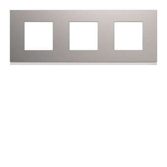 Plaque gallery plastique peint 3 postes horizontale 71mm titane|Hager-HAGWXP0113