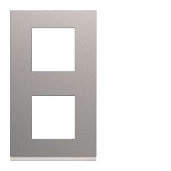 Plaque gallery plastique peint 2 postes verticale 71mm titane|Hager-HAGWXP0142
