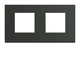 Plaque gallery plastique peint 2 postes horizontale 71mm anthracite|Hager-HAGWXP1012