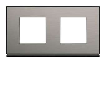 Plaque gallery 2 postes horizontale 71mm placage steel|Hager-HAGWXP2112