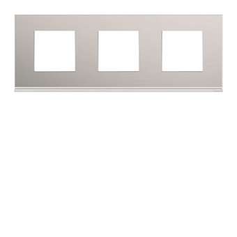 Plaque gallery 3 postes horizontale 71mm placage aluminium|Hager-HAGWXP2013