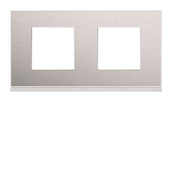 Plaque gallery 2 postes horizontale 71mm placage aluminium|Hager-HAGWXP2012