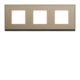 Plaque gallery 3 postes horizontale 71mm placage bronze|Hager-HAGWXP2213