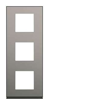 Plaque gallery 3 postes verticale 71mm placage steel|Hager-HAGWXP2143