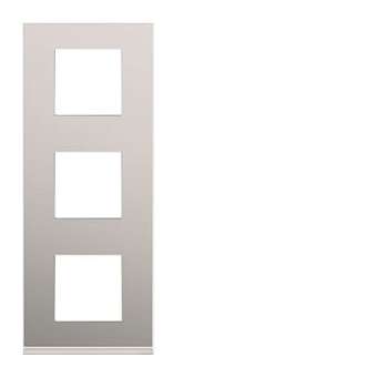 Plaque gallery 3 postes verticale 71mm placage aluminium|Hager-HAGWXP2043