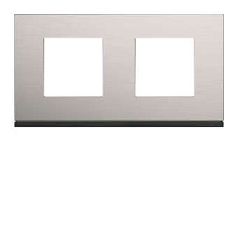 Plaque gallery 2 postes horizontale 71mm matiere natural alu|Hager-HAGWXP4312