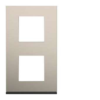 Plaque gallery 2 postes verticale 71mm matiere antique alu|Hager-HAGWXP4542