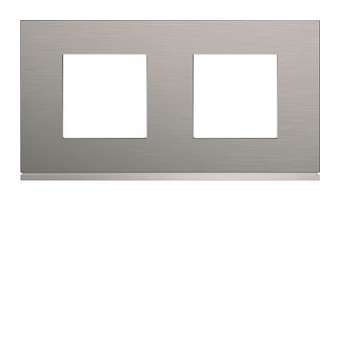 Plaque gallery 2 postes horizontale 71mm matiere bright inox|Hager-HAGWXP4212