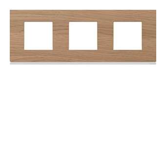 Plaque gallery 3 postes horizontale 71mm matiere oak wood|Hager-HAGWXP4713
