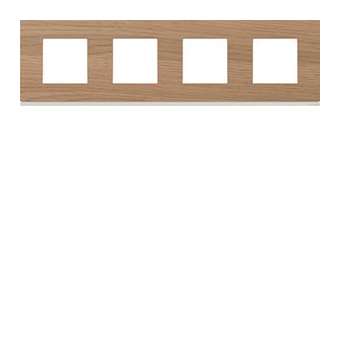 Plaque gallery 4 postes horizontale 71mm matiere oak wood|Hager-HAGWXP4714