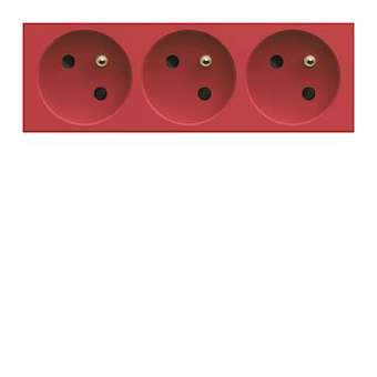 Prise de courant triple speciale goulotte gallery 2P+T 16A rouge|Hager-HAGWXF423R